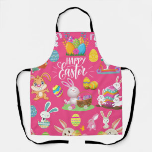 Happy Easter ,Funny Bunny Wishes And Colourful Egg Apron