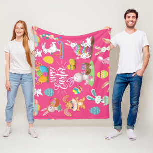 Happy Easter ,Funny Bunny Wishes And Colourful     Fleece Blanket