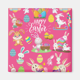 Happy Easter ,Funny Bunny Wishes And Colourful    Magnet