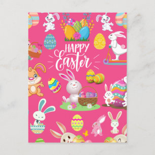 Happy Easter ,Funny Bunny Wishes And Colourful Postcard