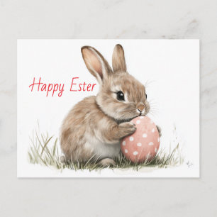 Happy Easter – Funny Bunny with Egg Delight Postcard