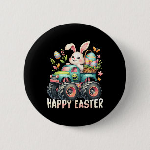 Happy Easter Funny Construction Trucks Kids Bunny 6 Cm Round Badge
