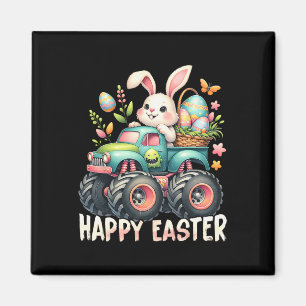 Happy Easter Funny Construction Trucks Kids Bunny Magnet