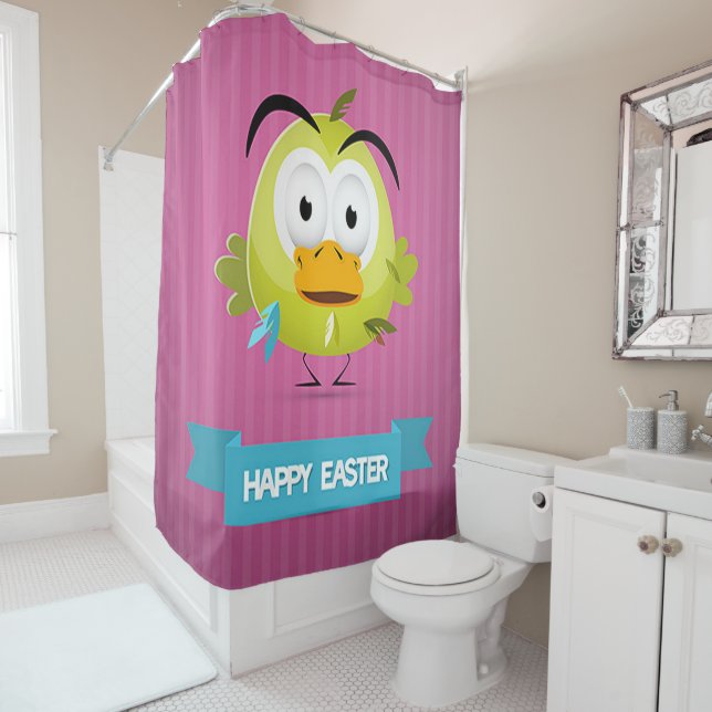 Happy Easter Funny Duck Shower Curtain (In Situ)