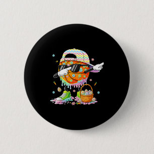 Happy easter funny easter bunny basketball men boy 6 cm round badge