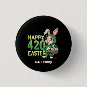  Happy Easter Funny Easter Bunny Design Weed Lover 3 Cm Round Badge