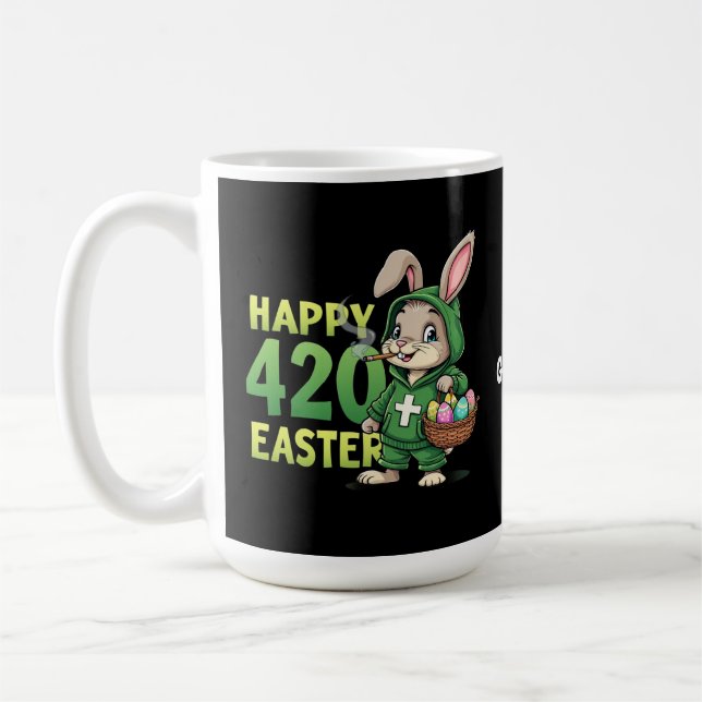  Happy Easter Funny Easter Bunny Design Weed Lover Coffee Mug (Left)