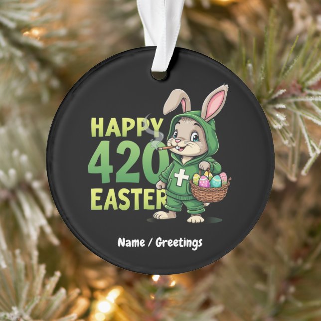 Happy Easter Funny Easter Bunny Design Weed Lover Ornament (Tree)