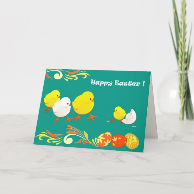 Happy Easter. Funny Easter Chicks Holiday Card (Front)
