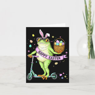 Happy easter funny frog bunny ears for men women card