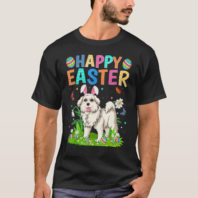 Happy Easter Funny Great Pyrenees Dog Easter Sunda T-Shirt (Front)