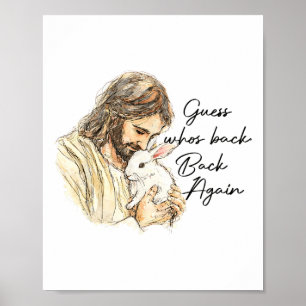Happy Easter Funny Guess Who's Ck Jesus Bunny Men Poster