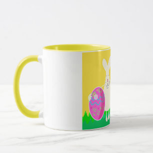 happy easter - funny hare with eggs mug