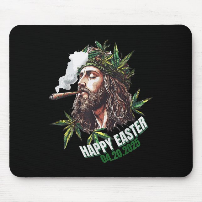 Happy Easter Funny Jesus 2025  Mouse Mat (Front)