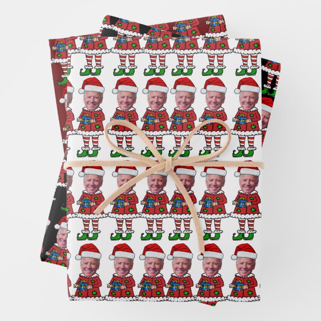 Happy Easter Funny Joe Biden Elf Christmas Wrapping Paper Sheet (In situ)