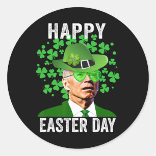 Happy Easter Funny Joe Biden Heart Gles St Patrick Classic Round Sticker