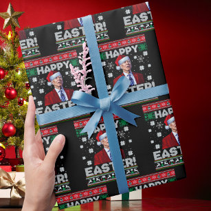 Happy Easter Funny Joe Biden Santa Christmas Wrapping Paper