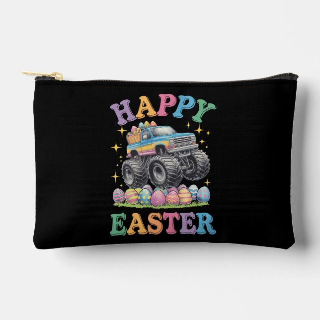 Happy Easter Funny Monster Truck Crush Eggs Accessory Pouch (Front)