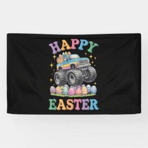 Happy Easter Funny Monster Truck Crush Eggs Banner