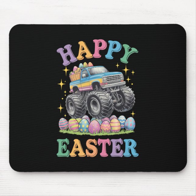 Happy Easter Funny Monster Truck Crush Eggs Mouse Mat (Front)