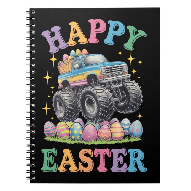 Happy Easter Funny Monster Truck Crush Eggs Notebook (Front)