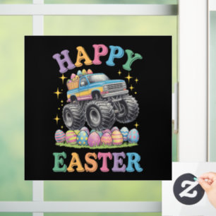Happy Easter Funny Monster Truck Crush Eggs Window Cling