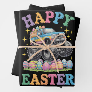 Happy Easter Funny Monster Truck Crush Eggs Wrapping Paper Sheet