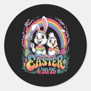 Happy Easter Funny Smoking Easter Bunny Men Women Classic Round Sticker