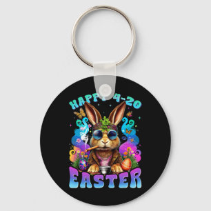 Happy Easter Funny Smoking Easter Bunny Men Women Key Ring