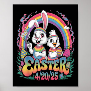 Happy Easter Funny Smoking Easter Bunny Men Women Poster