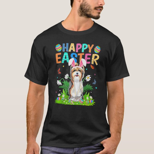 Happy Easter Funny Yorkshire Terrier Dog Easter Su T-Shirt (Front)