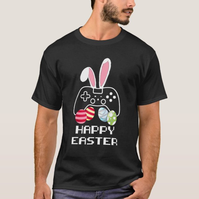 Happy Easter Game Controller Bunny Eggs Gamer Boys T-Shirt (Front)