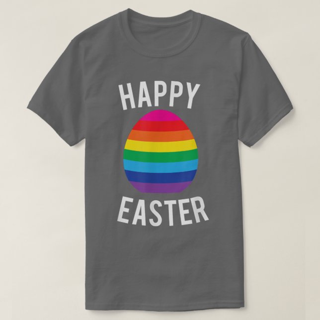 Happy Easter Gay Pride Rainbow Egg Fun  T-Shirt (Design Front)