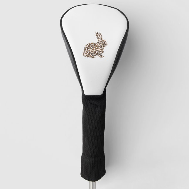 Happy Easter Gift Leopard Print Pattern Bunny Rabb Golf Head Cover (Front)
