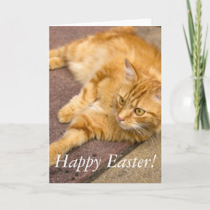 Happy Easter Ginger Cat Holiday Card