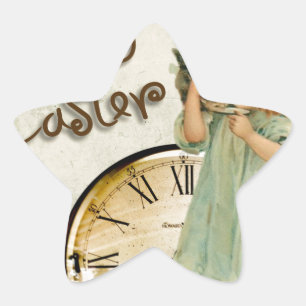 happy easter girl star sticker