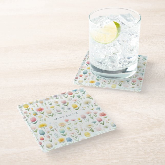 Happy Easter Glass Coaster (Angled)