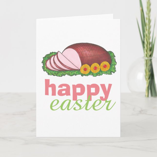 Happy Easter Glazed Sliced Ham Dinner Foodie Holiday Card (Front)