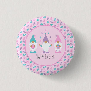 Happy Easter Gnome Juggling Easter Eggs 3 Cm Round Badge