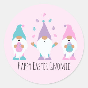 Happy Easter Gnomie Juggling Easter Eggs Classic Round Sticker