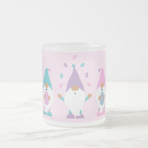 Happy Easter Gnomie Juggling Easter Eggs Frosted Glass Coffee Mug
