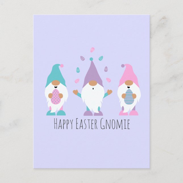 Happy Easter Gnomie Juggling Easter Eggs Postcard (Front)
