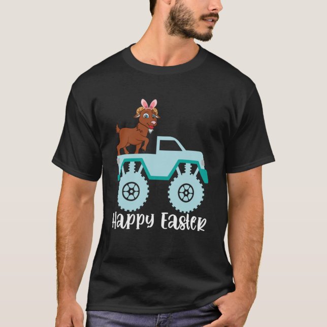 Happy Easter Goat Riding Monster Truck Toddler Pul T-Shirt (Front)