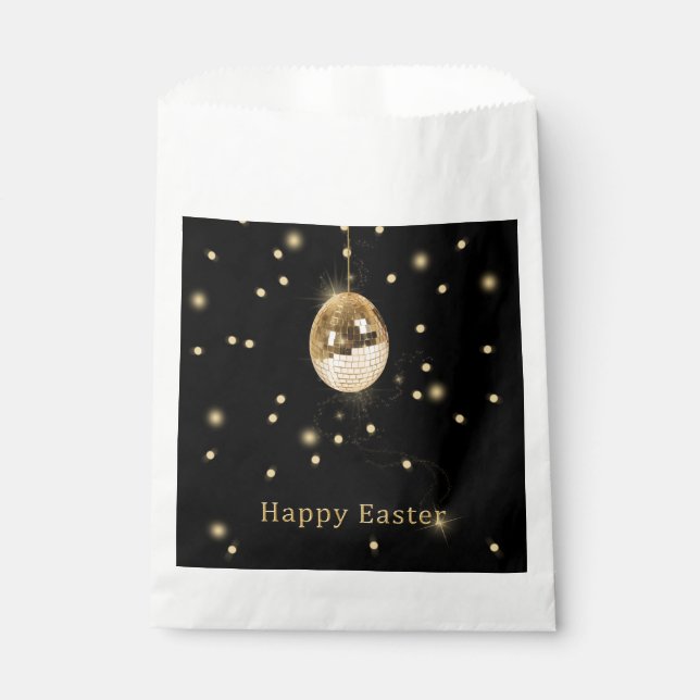 Happy Easter Gold Disco Ball Favour Bags (Front)