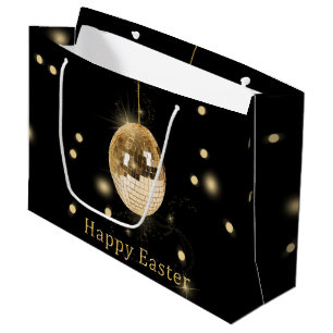 Happy Easter Gold Disco Ball Large Gift Bag