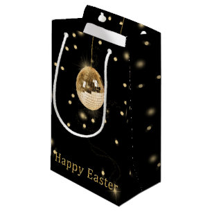 Happy Easter Gold Disco Ball Small Gift Bag