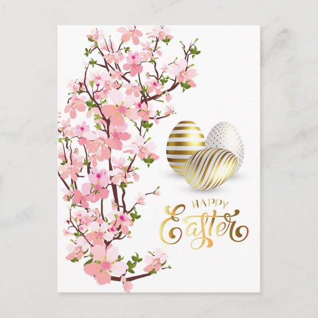 Happy Easter Gold Eggs Personalise  Postcard (Front)