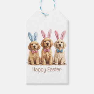 Happy Easter Golden Retriever Dogs Bunny Ears Gift Tags