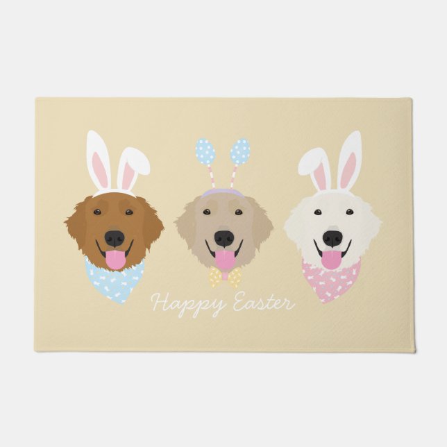 Happy Easter Golden Retriever Dogs Doormat (Front)