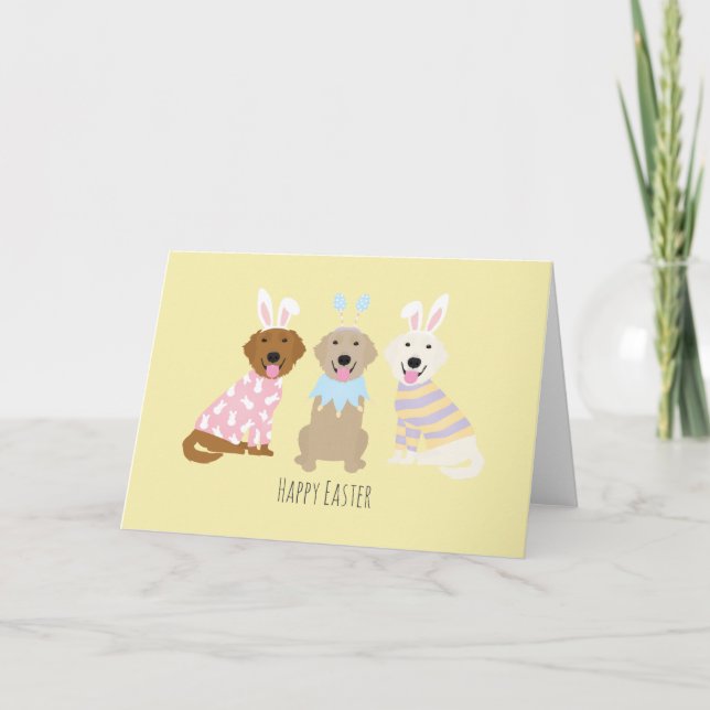 Happy Easter Golden Retriever Dogs Holiday Card (Front)